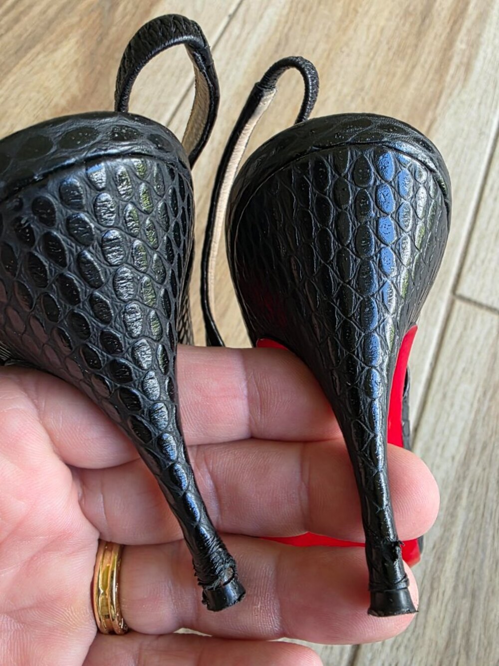 Christian Louboutin Black Lizard Print Slingback Shoes Eur. 37 - Picture 13 of 13